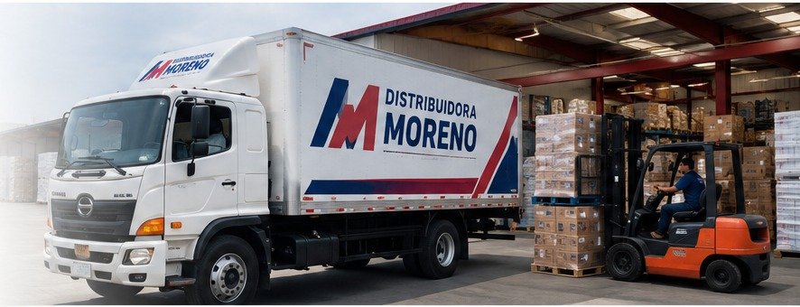 Camión de reparto y centro de distribución